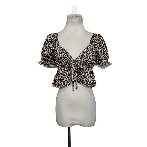 Urban Outfitters animal print short sleeves crop top size Small - Picture 7 of 9